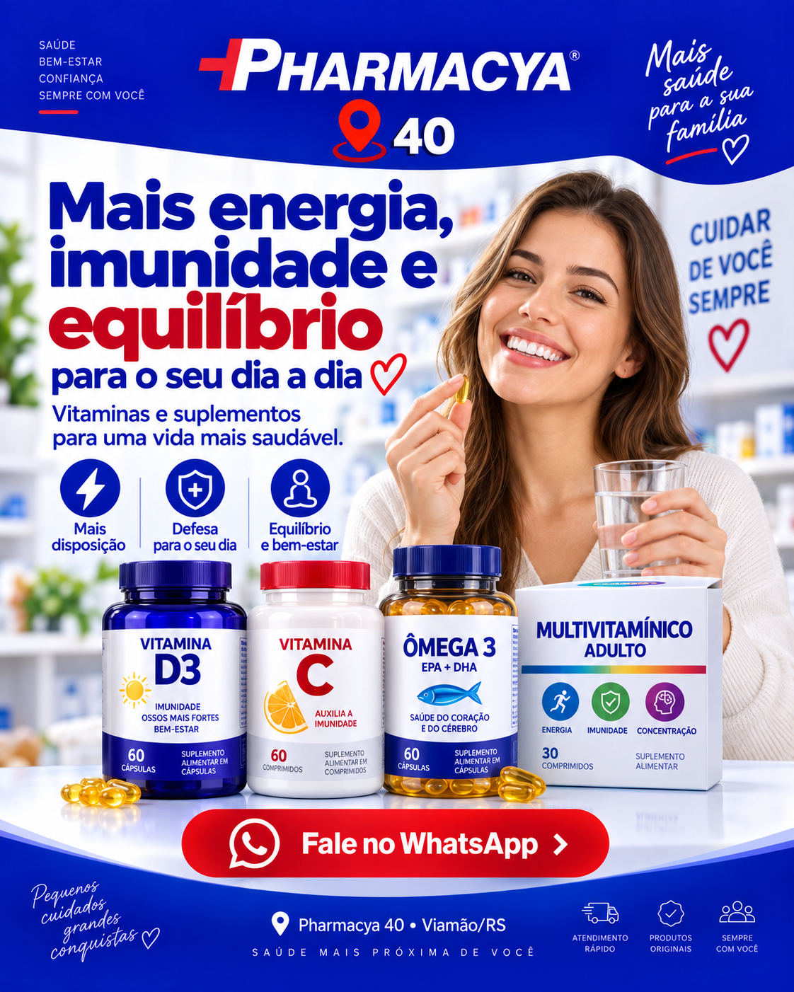 Vitaminas e suplementos na Pharmacya 40 em Viamópolis Viamão RS